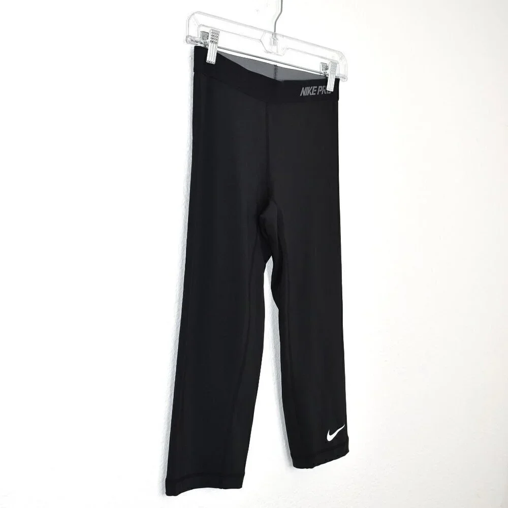 Nike Pro Dri Fit Crop Leggings Sz S Low Rise Sporty Workout Gym Athleisure Black